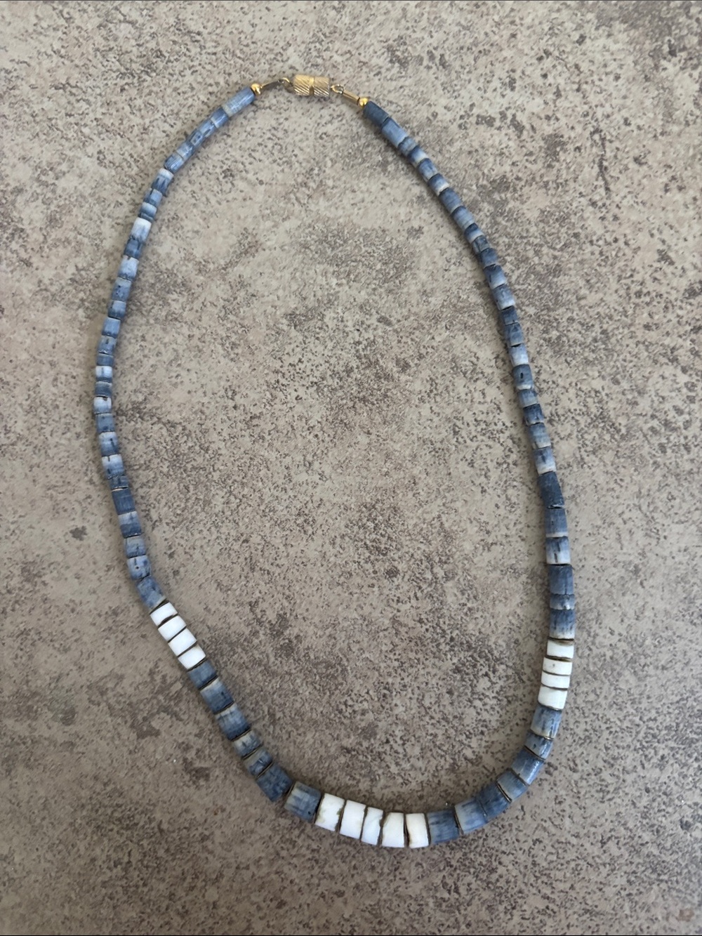 Blue and White Beaded Seashell Necklace